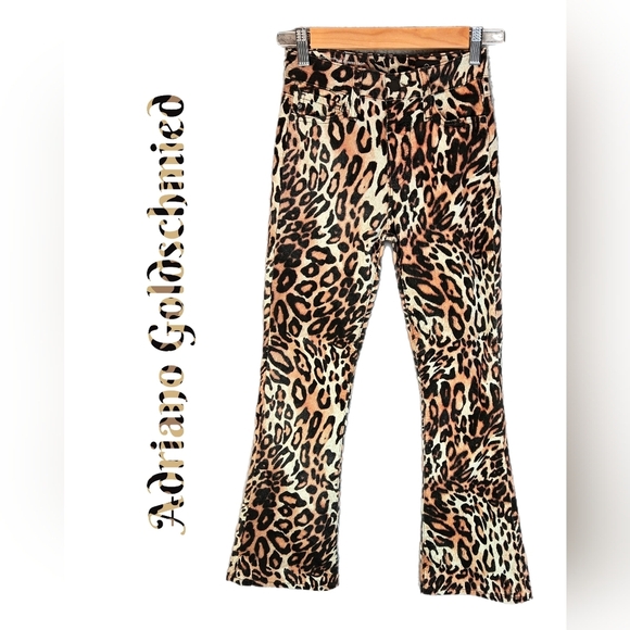 Adriano Goldschmied Pants Womens Sz 23R The Quinne Crop Kick Flare Animal Print - Picture 1 of 13